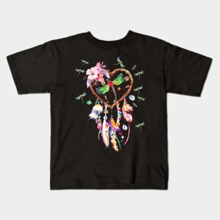 Dragonfly Dreamcatcher Love Kids T-Shirt